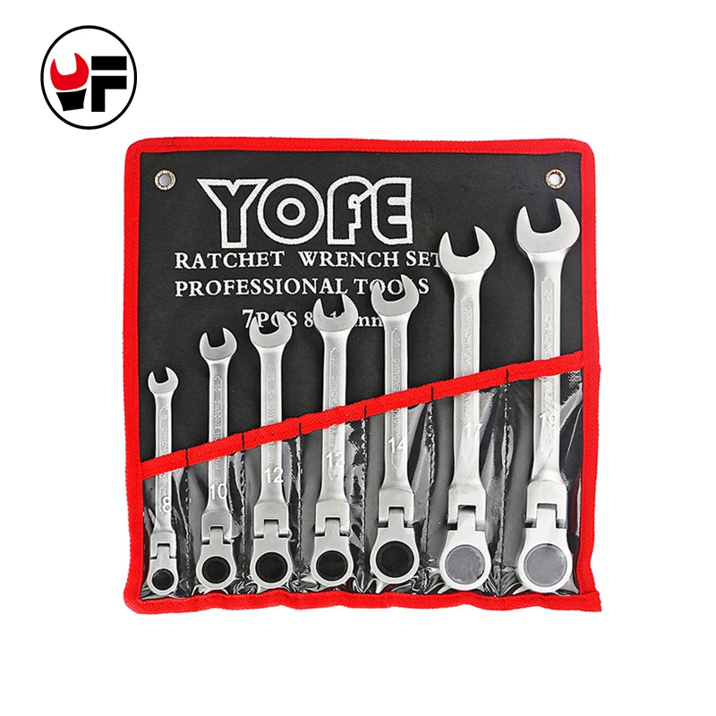 7 unids la llave con la combinación de Llave de trinquete Flexible de reparación de automóviles, herramientas de mano de llaves de un juego de llaves herramientas D6121