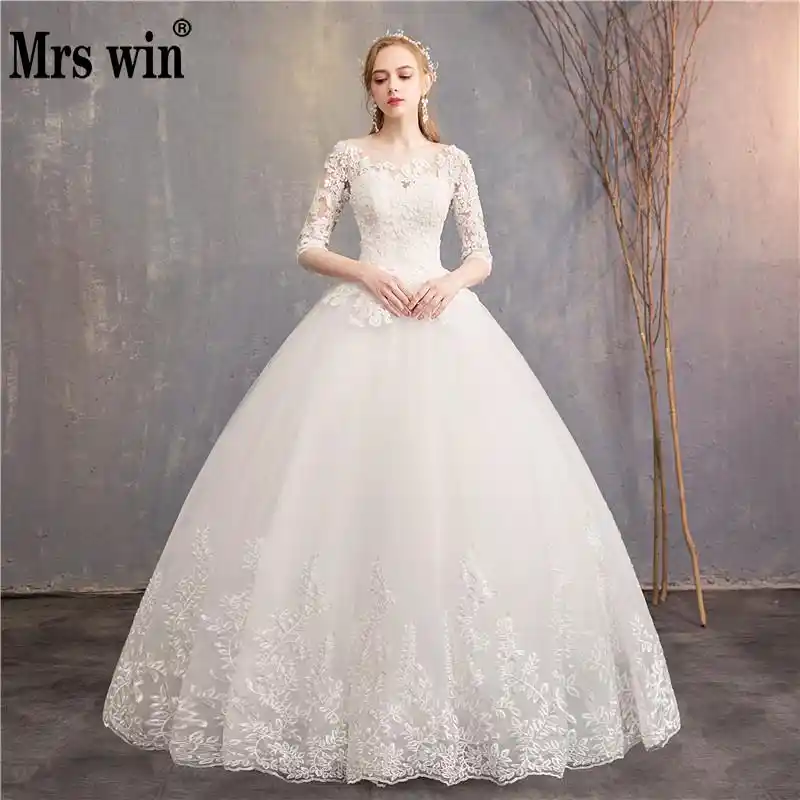 Half Sleeve Wedding Dresses 2020 New Mrs Win Luxury Lace