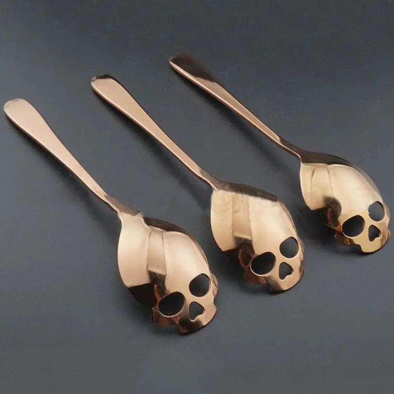 

Tableware Kitchenware Creative Stainless Steel Skull Shape Coffee Sugar Stirring Drink Scoop Spoon Dessert Gothic Cutlery Gift