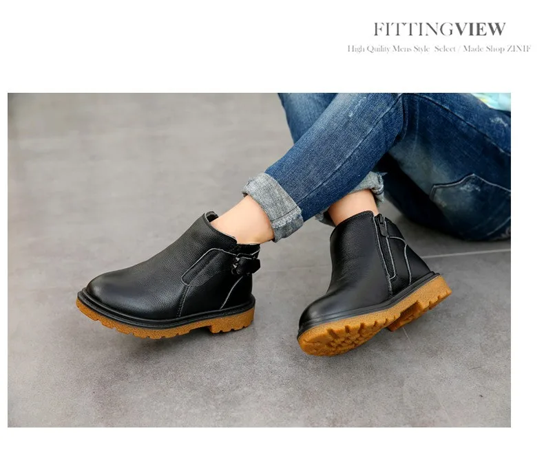 Новая детская Обувь открытый для мальчиков зимние ботинки Пояса из натуральной кожи модные Водонепроницаемый Обувь для мальчиков Matin Сапоги и ботинки для девочек