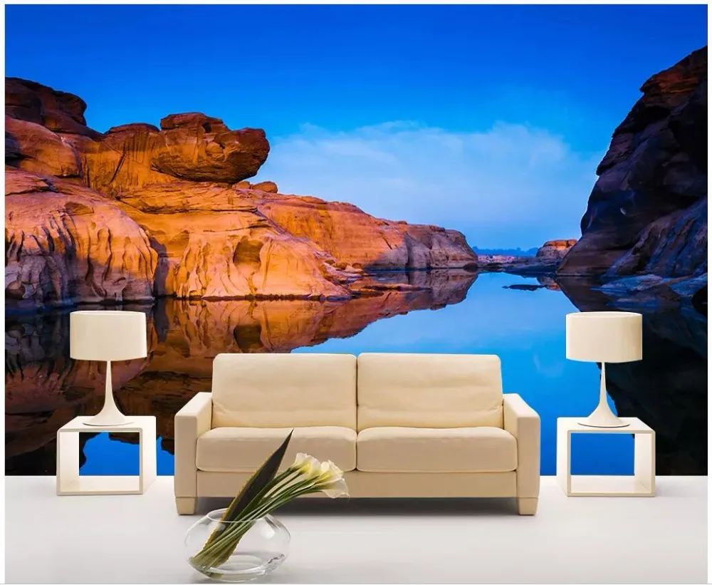 

WDBH Custom photo 3d wallpaper Lake mountain scenery background living room home decor 3d wall murals wallpaper for walls 3 d