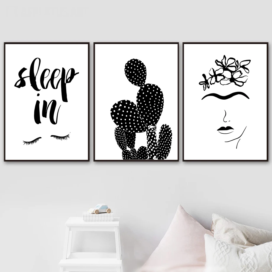 

Cactus Flower Quotes Posters And Prints Wall Art Canvas Painting Nordic Poster Black White Wall Pictures For Living Room Decor