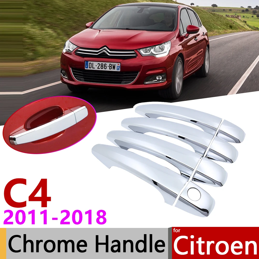 Для Citroen C4 MK2 C4L 2011~ хромированные дверные ручки крышки наклейки на автомобиль отделка Набор 2012 2013