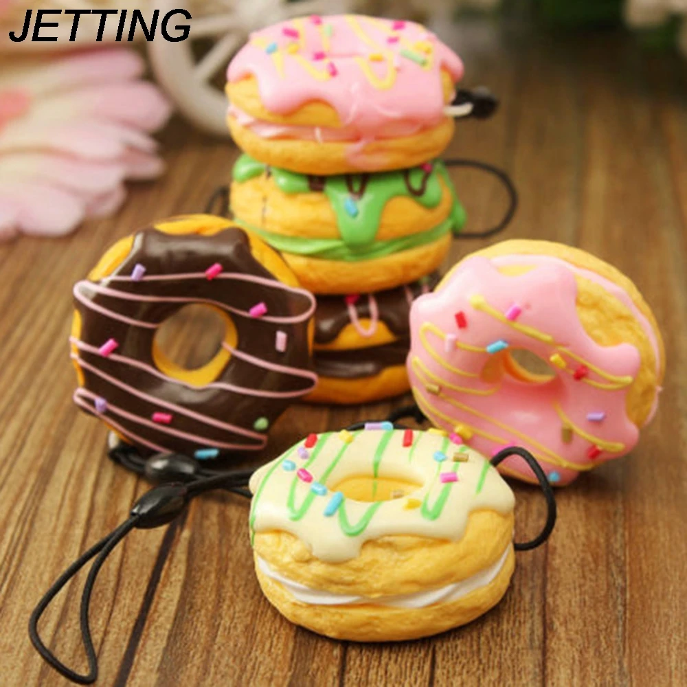 Dropship Cute Key Colorful Donuts Charms PU Cell Phone Straps Keychain Soft Kawaii Squishy Chain StrapsRandom Color Sent | Мобильные
