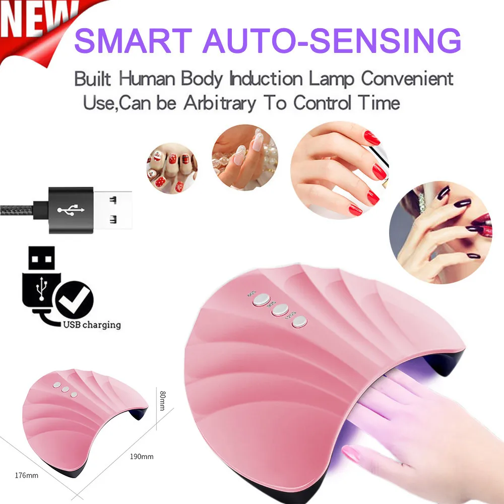 

USB Charging 36W Nail Dryer UV LED Nail Lamp Gel Polish Curing Lamp Auto Sensor Nails Art Machine with DC Adaptor Connection #S