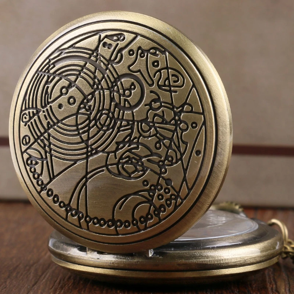 Free Shipping Bronze Doctor Who Style Fashion Quartz Pocket Watch Best Gift (9)