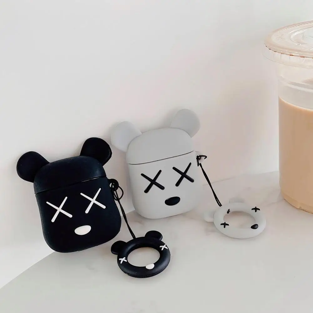 Чехол с рисунком медведя для гарнитура airpods модный наушник чехол сумки подарки