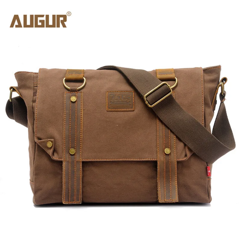 

Canvas Bag Men's Satchels Solid Cover Zipper Englan Style Shoulder School Bags Men Crossbody Bag Men Messenger Bag Brown