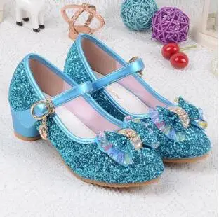 

Girls Wedding Shoes Enfants 2018 Baby Children's Sequins Princess Kids High Heels Dress Party Shoes For Girls Pink Blue Gold 540