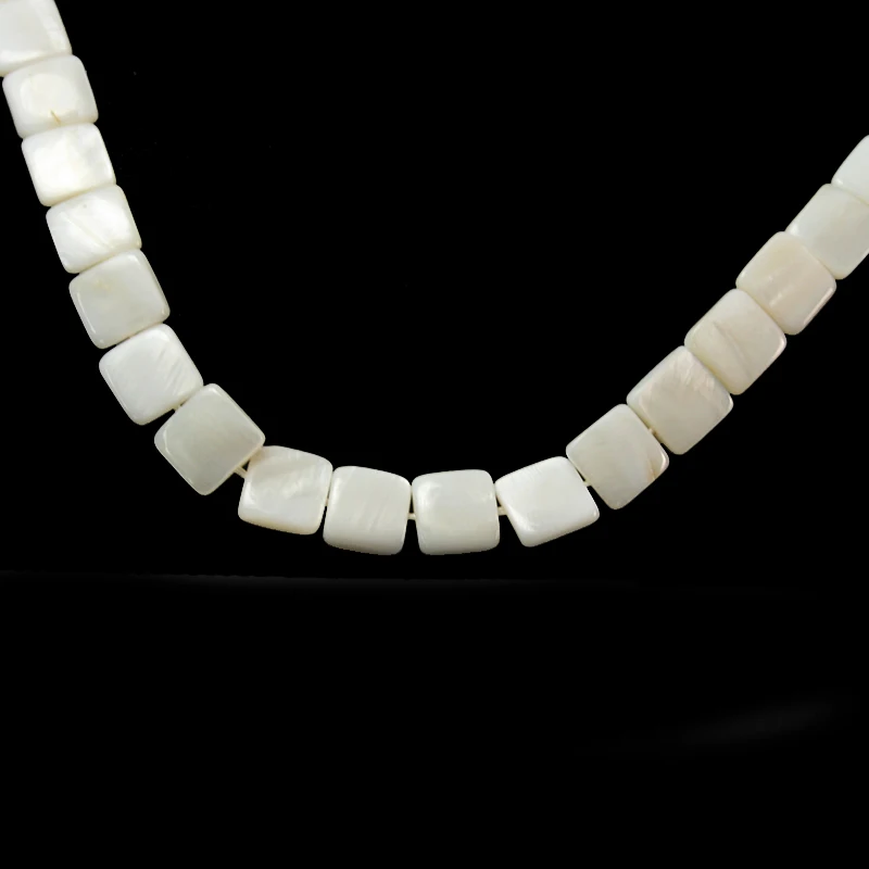 38pcs White Square Shape Natural Freshwater Shell Beads MOP Beads Fit