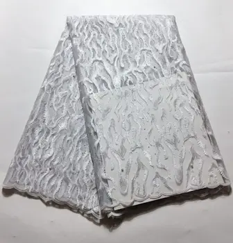 

emirad green African Lace Fabric 2019 High Quality Lace,Pearls Embroidery Tulle Lace Fabric, African Lace stones 5 Yards ELM039