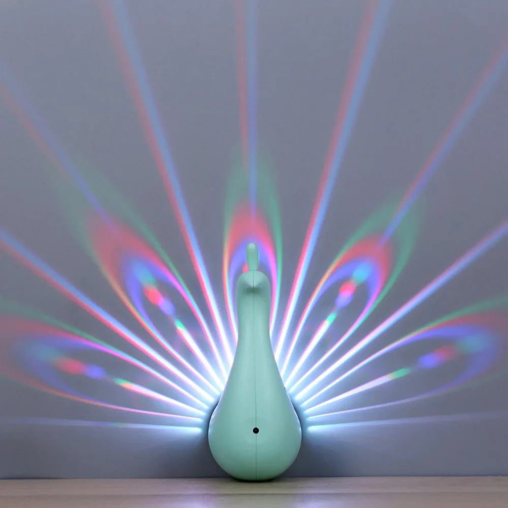 3D светодиодный форма павлина УФ-лампа ночник Радужный проектор универсальная проекционная лампа Павлин проектор настенный светильник домашний деко
