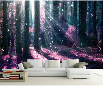 

3d wallpaper custom mural non-woven 3d room wallpaper Beautiful purple forest tree painting mural photo 3d wall murals wallpaper