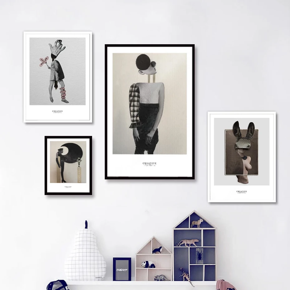 

Nordic Minimalist Creative Abstract Combination Person Canvas Painting Poster Print Wall Art Pictures for Living Room Home Decor