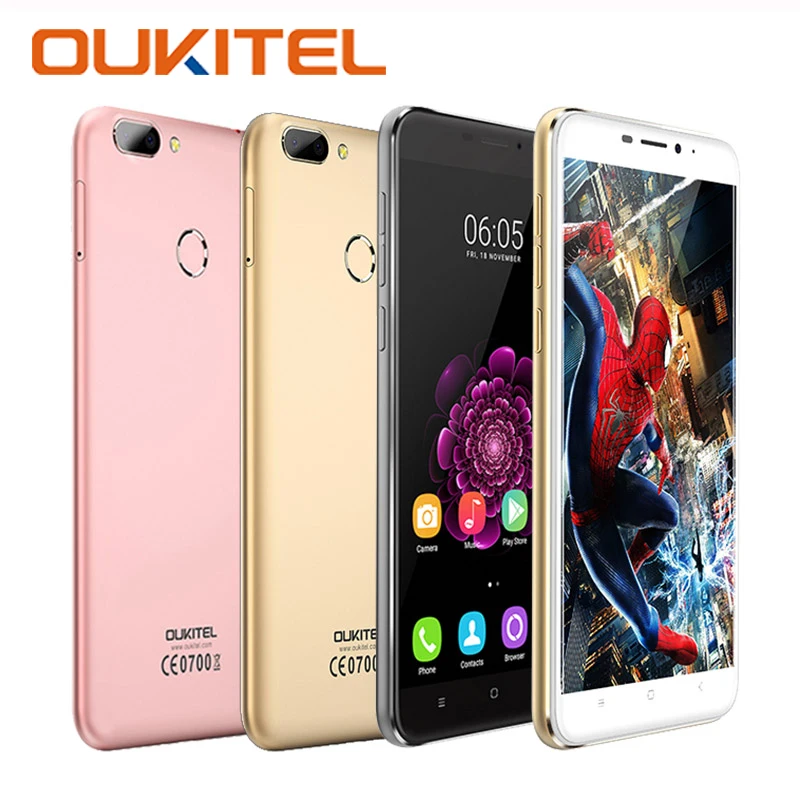 Original OUKITEL U20 Plus Moible Phones Fingerprint MTK6737T Quad Core 16G ROM 2G RAM 1080P 5
