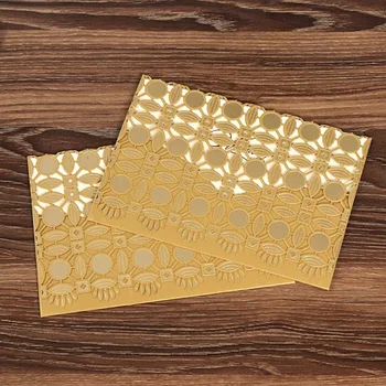 

Gold Red White Laser Cut Luxury Flora Wedding Invitations Card Elegant Lace Favor Print Envelopes Wedding Party Decoration