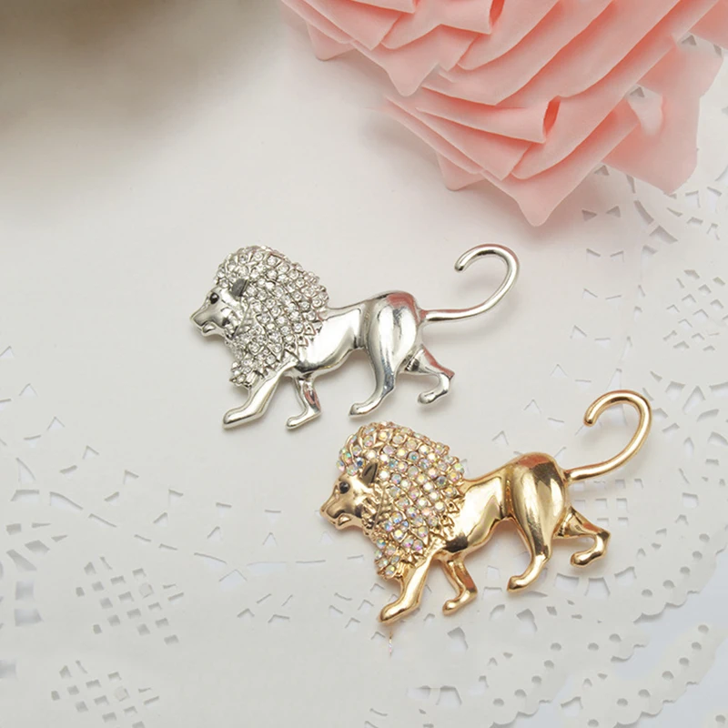 

Powerful Lion Wildlife Animal Brooch Pins Austrian Crystal Rhinestone Brooches For Women Party Jewelry Gift