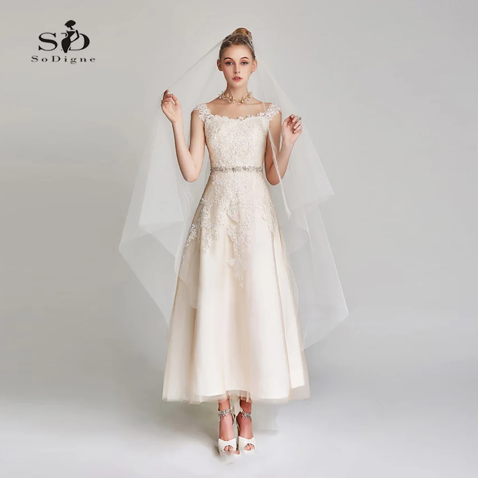 simple ankle length wedding dresses