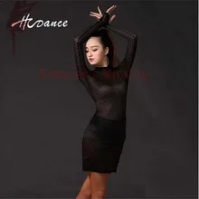 Новые костюмы для латинских танцев, сексуальные сетчатые платья с длинными рукавами для латинских танцев для женщин, платья для латинских танцев