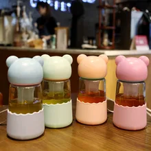 В виде милых маленьких медвежат, Чай утечки Стекло студент креативный милый медвежонок Чай утечки Стекло Ученик 3