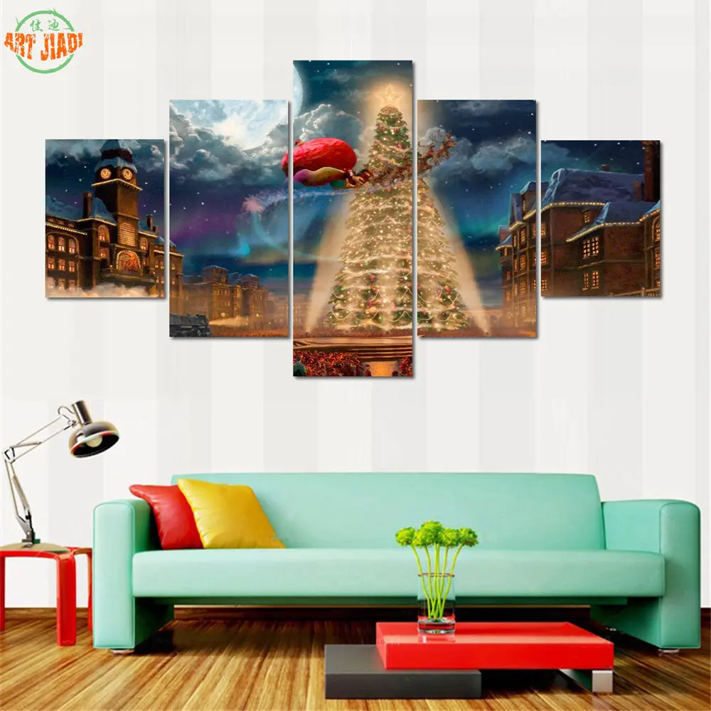 

New 4-5 Pieces Canvas Art HD MERRY CHRISTMAS The Polar Express CANVAS PAINTING DECORATIONS For Home Wall Art Prints Canvas C484