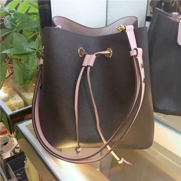 

Luxury Brand Genuine Leather Women's handbags Spring series Trendy Bucket bag Neonoe Monogram canvas calfskin lady shoulder bag