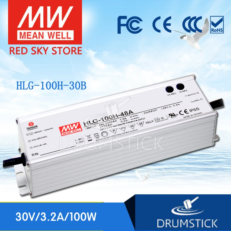 

MEAN WELL HLG-100H-30B 30V 3.2A meanwell HLG-100H 30V 96W Single Output LED Driver Power Supply B type [Real6]