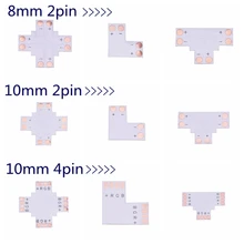 5pcs L T X Shape 8mm 10mm 12mm 2pin 4pin 5pin Single Color RGB RGBW LED Strip Corner Connector PCB Board Splitter Connector