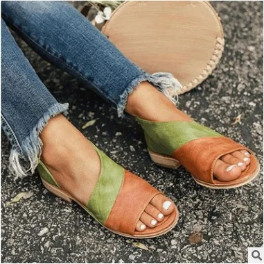 

Vintage British Style Multicolor Fashion Female Women Lady Girl Casual Peep Toe Sandals Low Square Heels Ankle Sandal Shoes