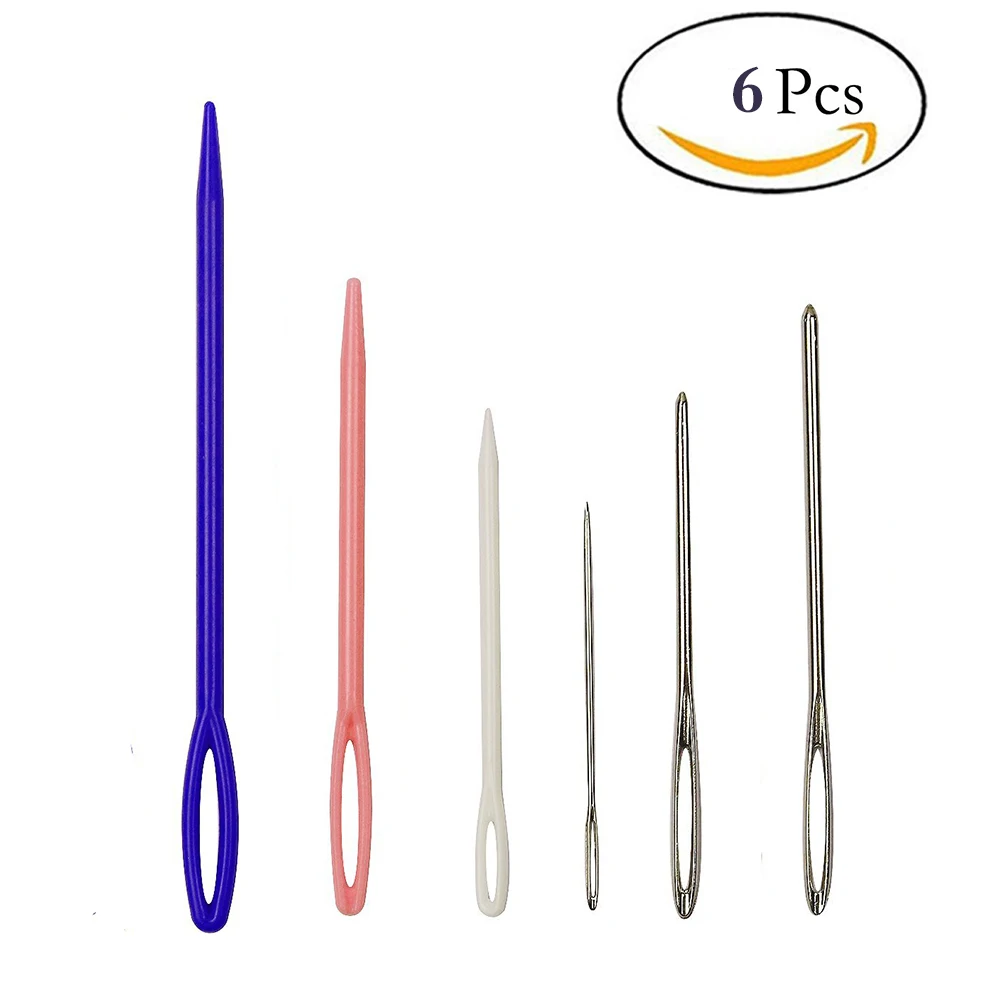 D&D 6pcs Plastic&Steel Darning Needle Large Eyes Knitting Yarn Needles
