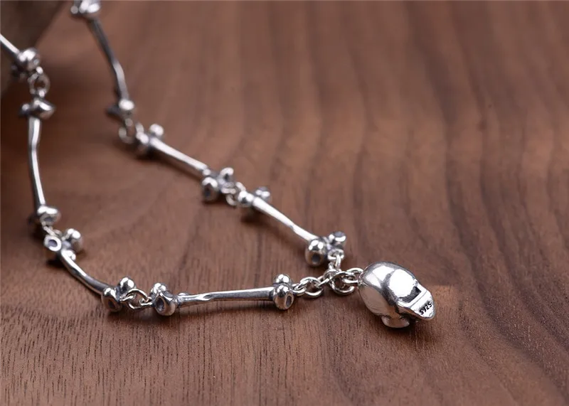 V. YA 59 см ожерелья с подвесками-черепом 925 пробы серебро Длинная цепочка на шею для мужчин мужские Ретро Серебряные Ювелирные изделия Подарки