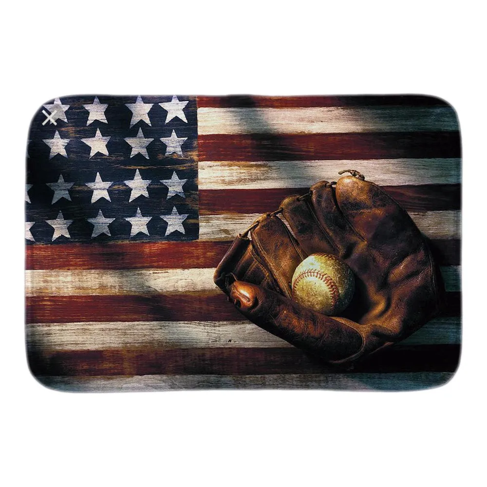 

Happy 4Th Of July Baseball Fans Doormat Usa Flag Decor Soft Lightness Home Decor Indoor Outdoor Door Mats Short Plush Fabric Mat
