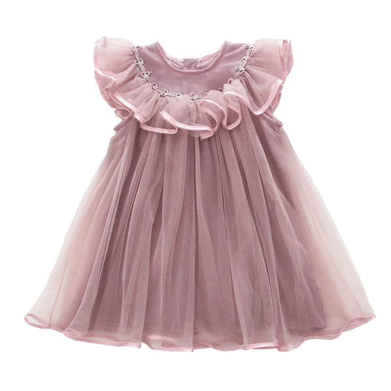 Винтажное кружевное платье из тюля для девочек возрастом от 3 до 12 лет, плиссированное платье для маленьких девочек Новинка года, летние вечерние платья принцессы без рукавов для выпускного вечера