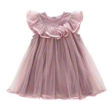 Винтажное кружевное платье из тюля для девочек возрастом от 3 до 12 лет, плиссированное платье для маленьких девочек Новинка года, летние вечерние платья принцессы без рукавов для выпускного вечера