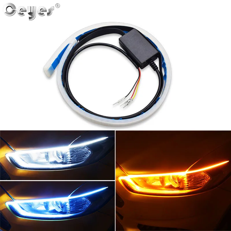 

Ceyes Car Styling Daytime Running Lights Auto DRL LED Strip Lamp Universal Day Led Flexible Flowing Yellow Signal Headlight 12V