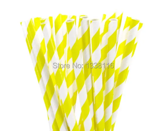 Paper Straws - Yellow & White Stripe