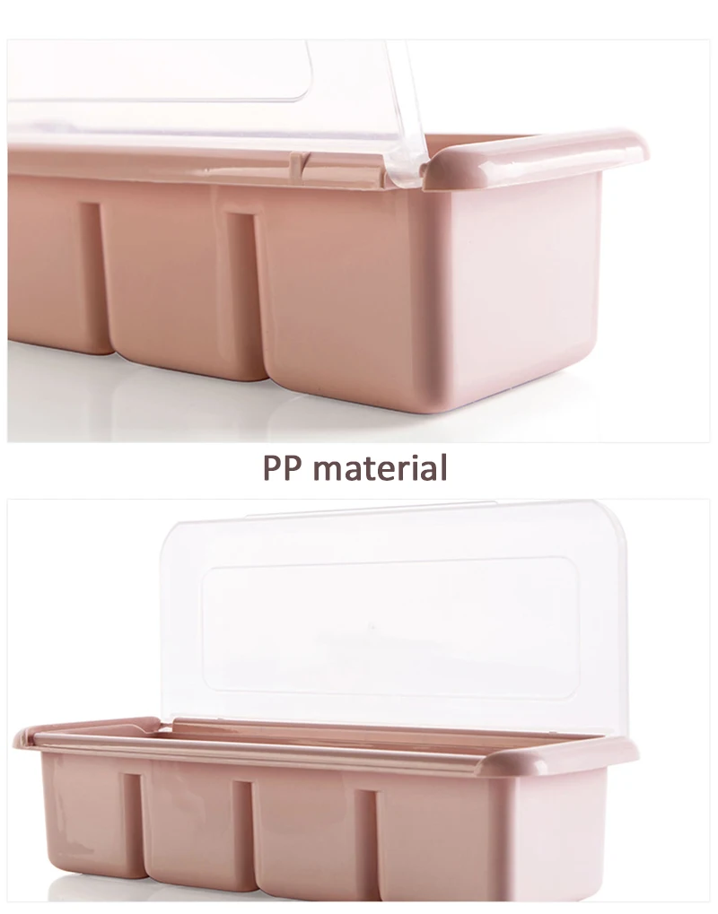 LIYIMENG Seasoning Jar Set Kitchen Four Grid Condiment Box Cruet Salt Pepper Shakers Seasoning Box Condiment Bottle B7