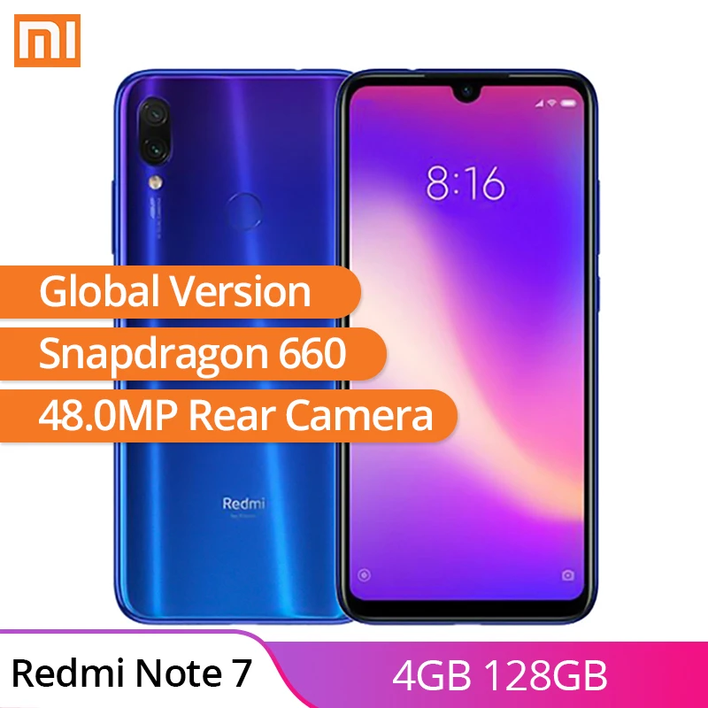 

Global Version Xiaomi Redmi Note 7 Smartphone 4GB 128GB 6.3" MIUI 10 Qualcomm Snapdragon 660 Octa Core48MP Fingerprint Cellphone
