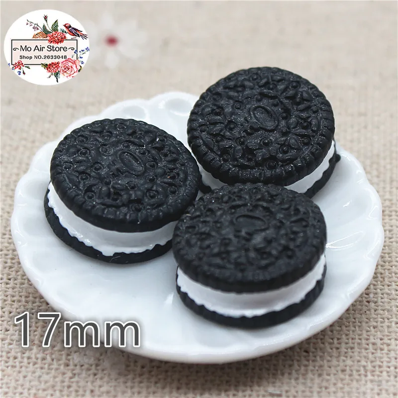 10 шт 17 мм милые Oreo смолы Flatback кабошон миниатюрные продукты питания художественные поставки украшения Шарм ремесло DIY