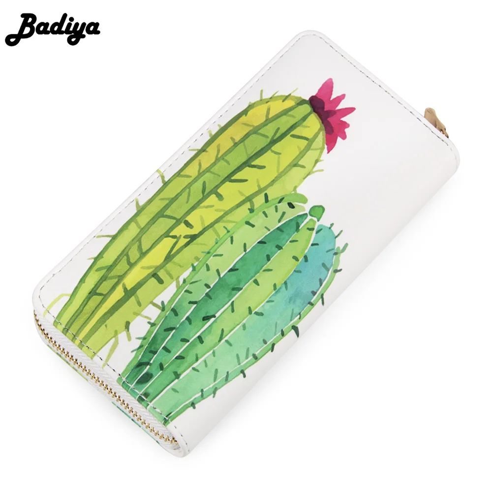 Badiya Women Spring Summer Cute Plant Cactus Print Long Wallet font b Phone b font Bag