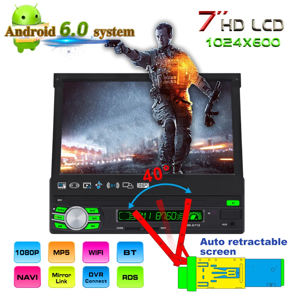 7 1Din Android 6 0 System font b Car b font MP5 Player Auto Stereo DVD