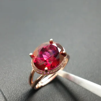 

FLZB , Fashion Rings Show Elegant Jewelry 925 Sterling Silver with Natural Red Topaz Setting Womens Girls Wedding Ring