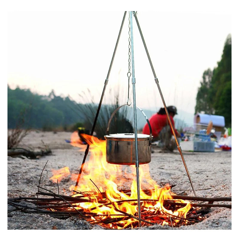 Stainless Tripod Lantern Steel Camp Fire Bonfire Party Outdor Aluminum 