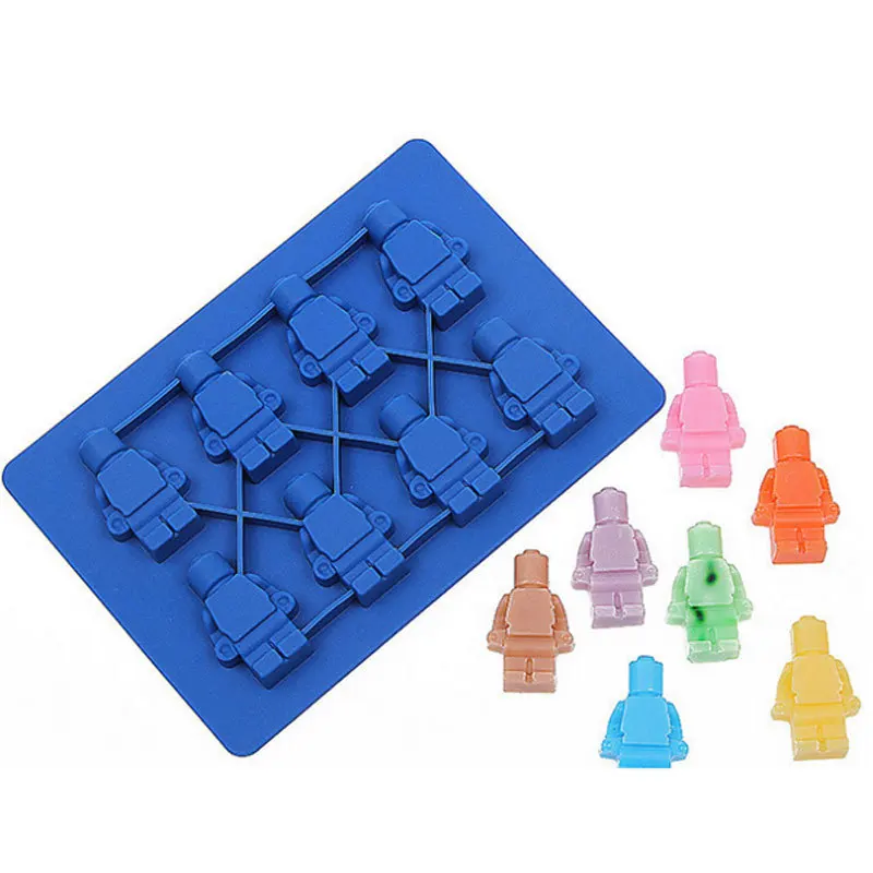 

Cake Tools Holes Lego Mini Figure Robot Ice Cube Tray Mold Chocolate Cake Jelly Jello Silicone Mold Fondant Moulds D5
