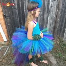 Платье-пачка с павлином для девочек; праздничное бальное платье на день рождения для маленьких девочек; Vestidos; детская одежда; реквизит для фотосессии