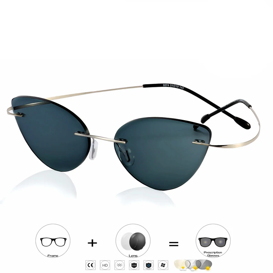 

Rimless Glasses Frame Women Titanium Ultralight Eyeglasses Prescription Frameless Cat Eye Screwless Eyewear Myopia Optical Frame