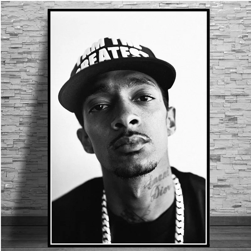 Плакат и печатная графика новая Nipsey Hussle Rapper хип хоп Музыка поп звезда портрет настенная художественная живопись картины для гостиной домашний декор - Цвет: Черный