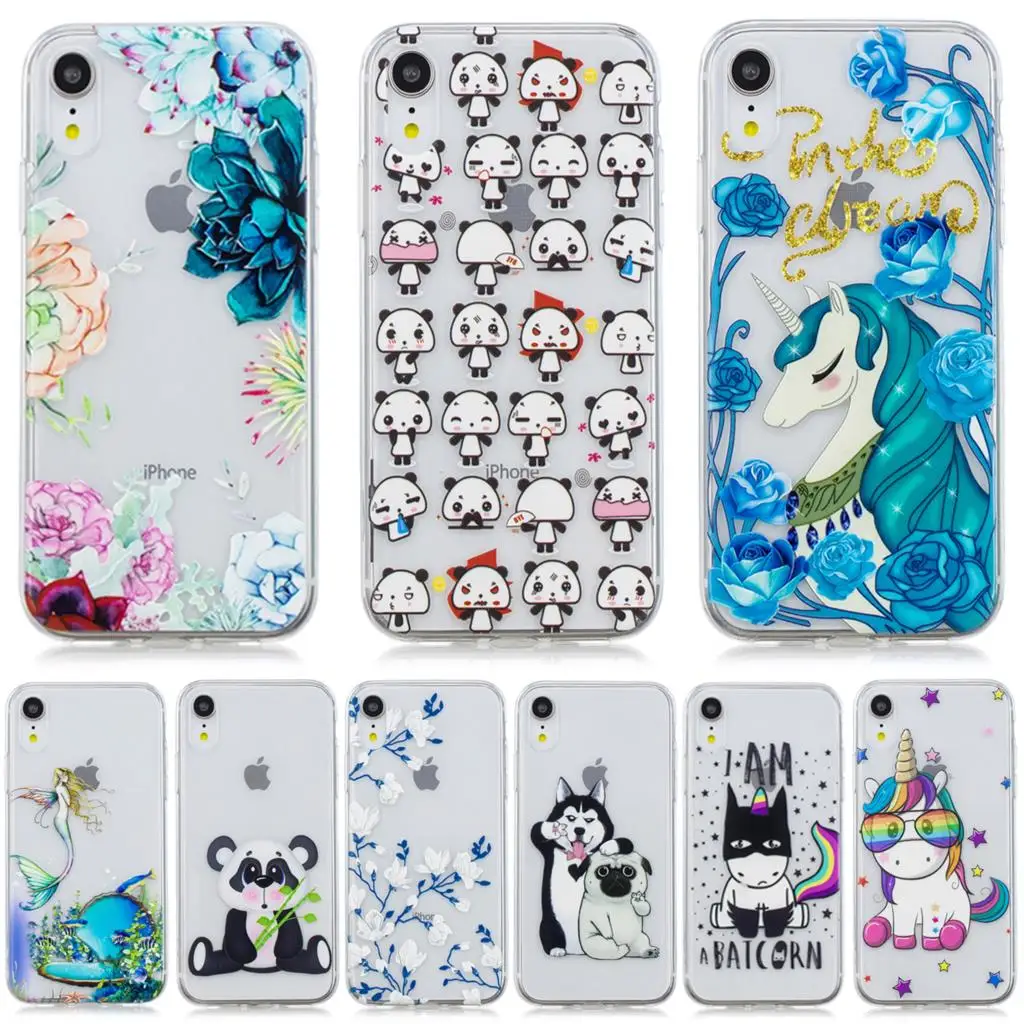 Unicorn Cartoon Printing Clear Transparent Cases For iPhone 5 5s SE 6 6s 7 8 Plus X 10 XS Max XR Soft Silicone TPU Case Cover |