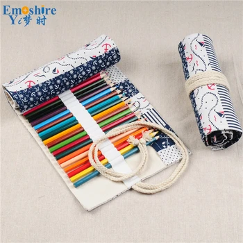 

Handmade Creative Sailor Canvas Pen Box Color Pencil Case Large Capacity Sketch Color Lead Pencil Case for School Office B383