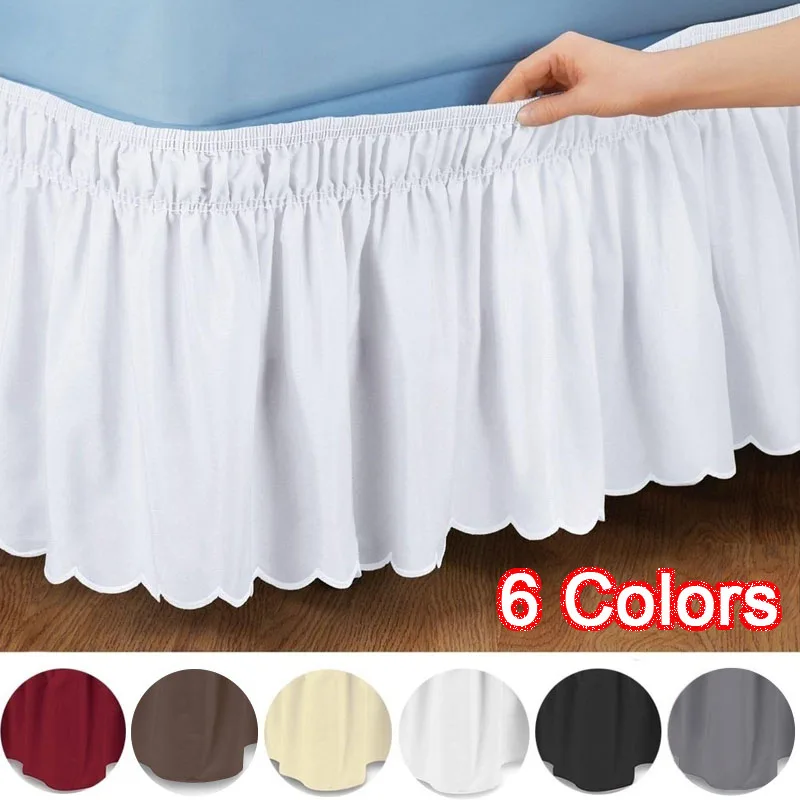 

2019 New Solid Elastic Bed Skirt Home Hotel Bedroom Decorations Supplies 6 Colors S/M/L/XL